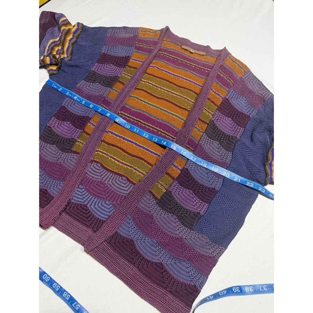 RARE Peruvian Connection Pima Cotton Grandpacore Knit Patchwork Cardigan - Picture 6 of 7
